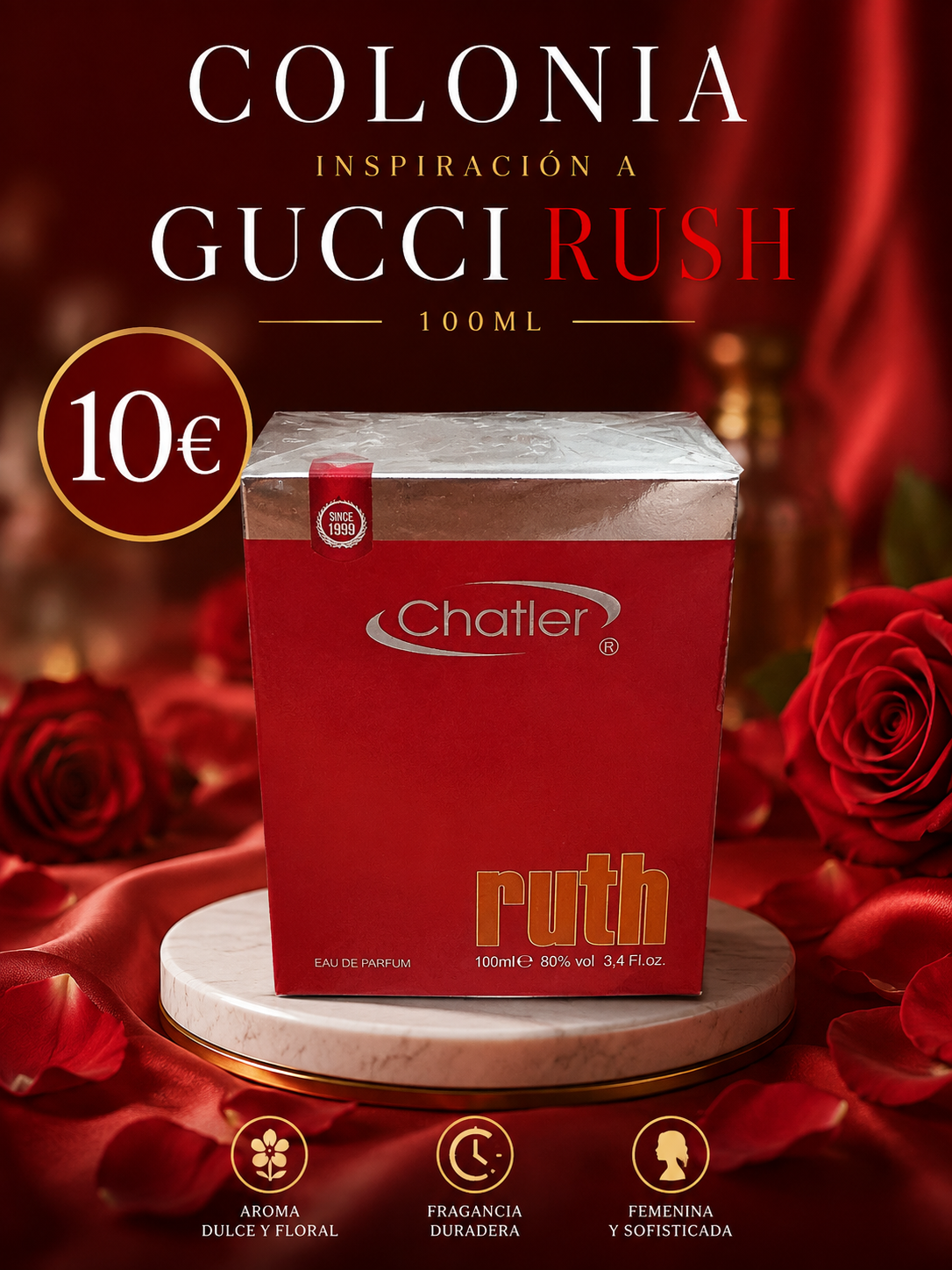 Colonia Chatler "Ruth" - Inspiración Gucci Rush 100ml