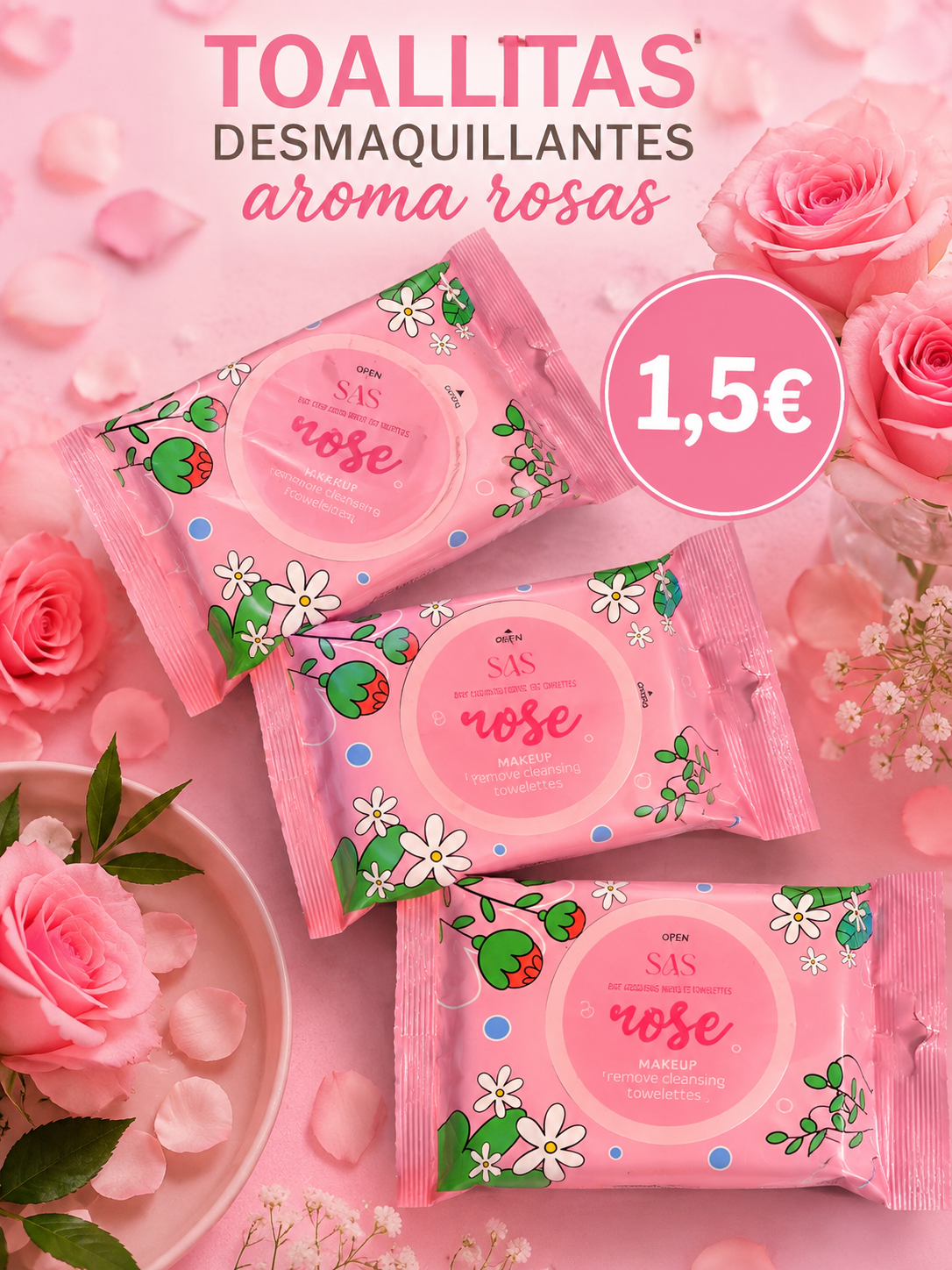 Toallitas Desmaquillantes Aroma Rosas