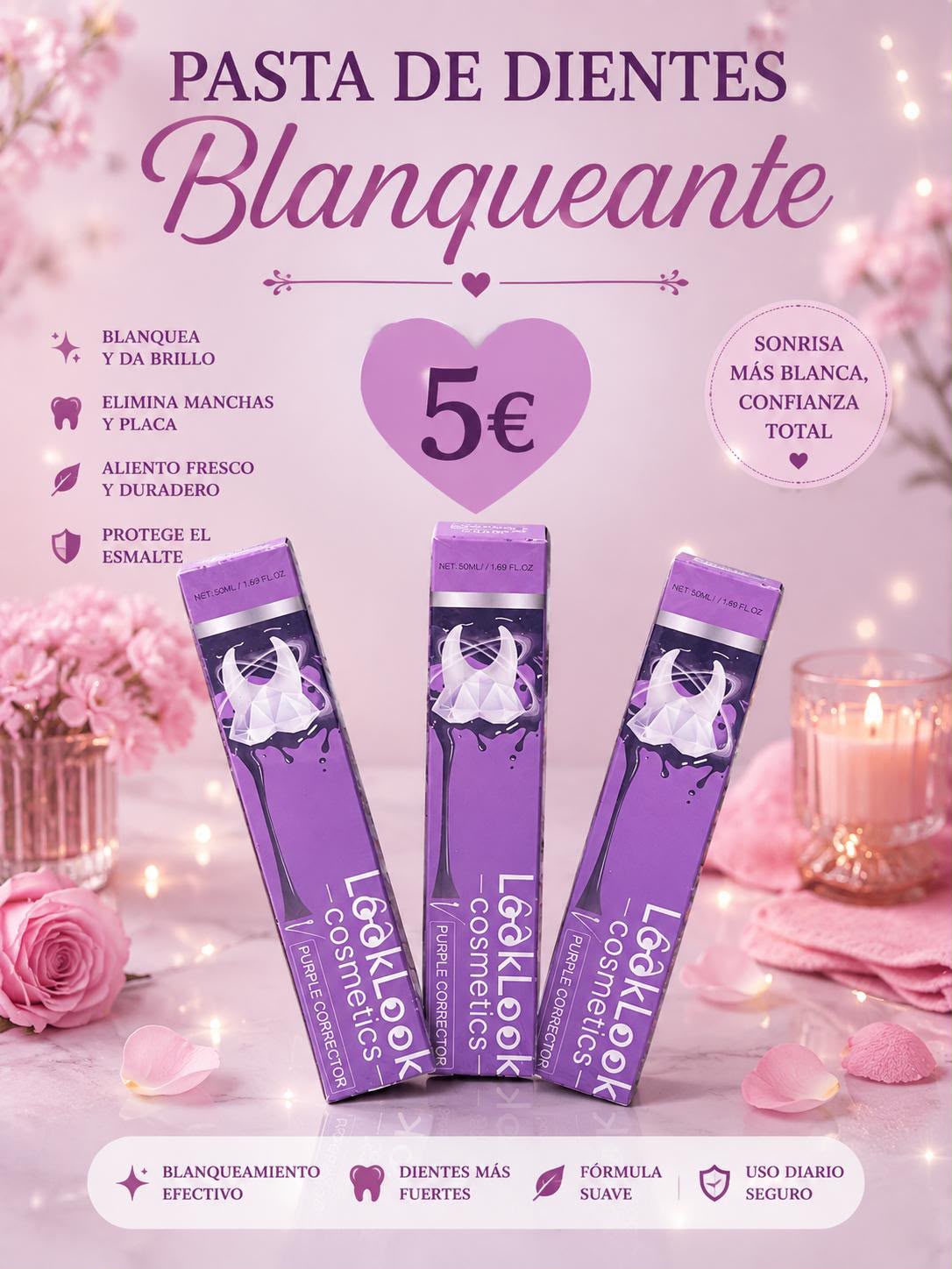 Pasta de Dientes Blanqueante LookLook Cosmetics Purple Corrector 50ml